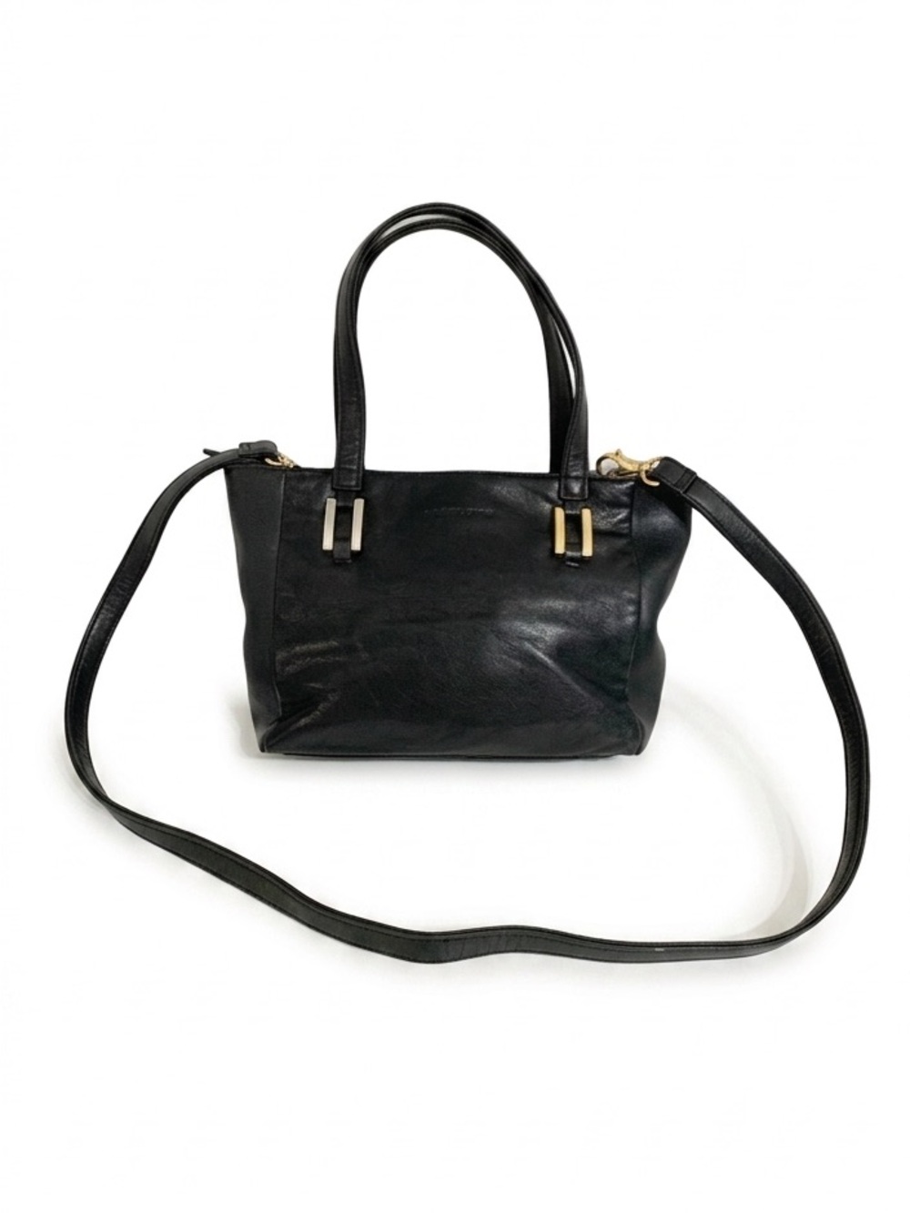 Liz Claiborne Leather Crossbody Top Handle Shoulder Bag Brass Toned Hardware🖤💛